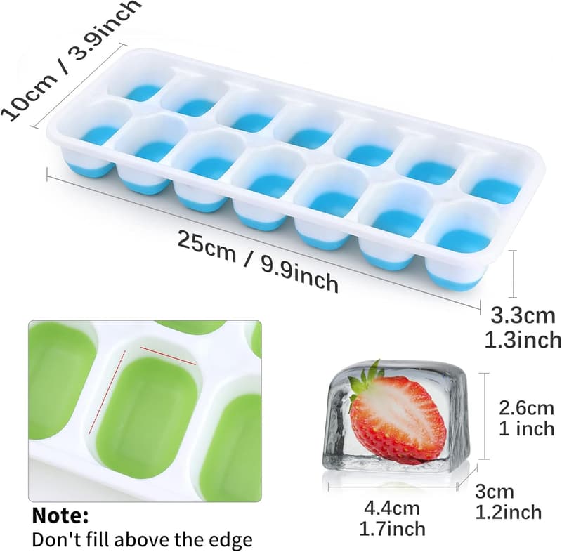 BPA-freie Silikon-Eiswürfelform mit Deckel – 4er Set, Stapelbar, LFGB-zertifiziert