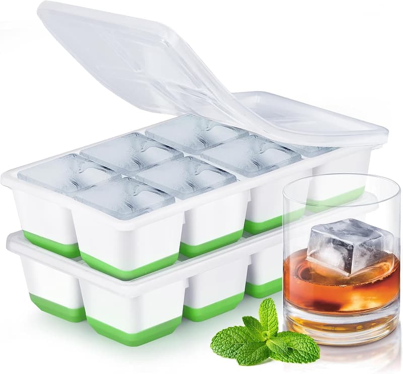 Stapelbare Silikon-Eiswürfelform im 2er-Pack, BPA-frei, mit Deckel
