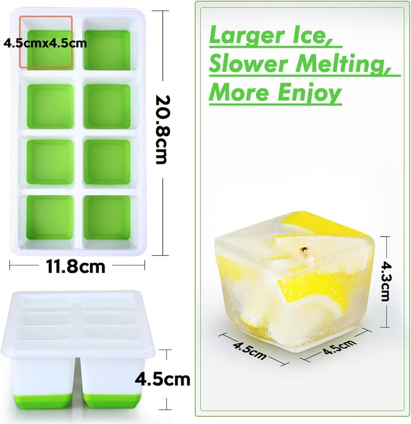 Stapelbare Silikon-Eiswürfelform im 2er-Pack, BPA-frei, mit Deckel