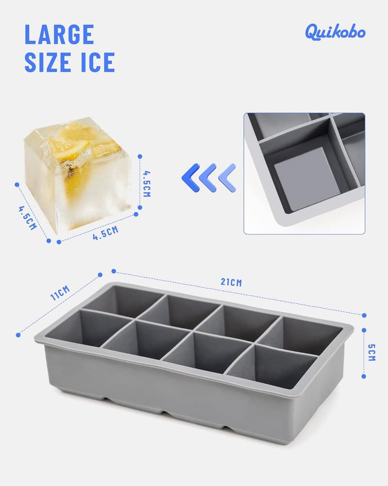 Eiswürfelform XXL aus Silikon, 2er Pack, BPA-frei, für Getränke und Babybrei
