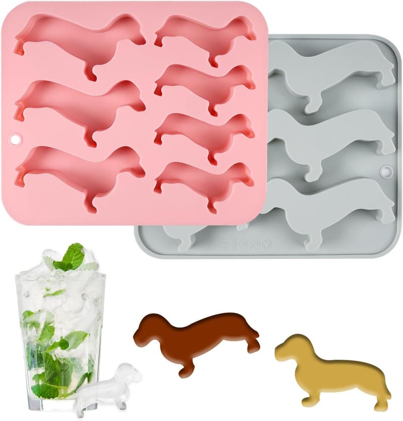 Dackel-Eiswürfelform aus Silikon für Cocktails – 2er Set