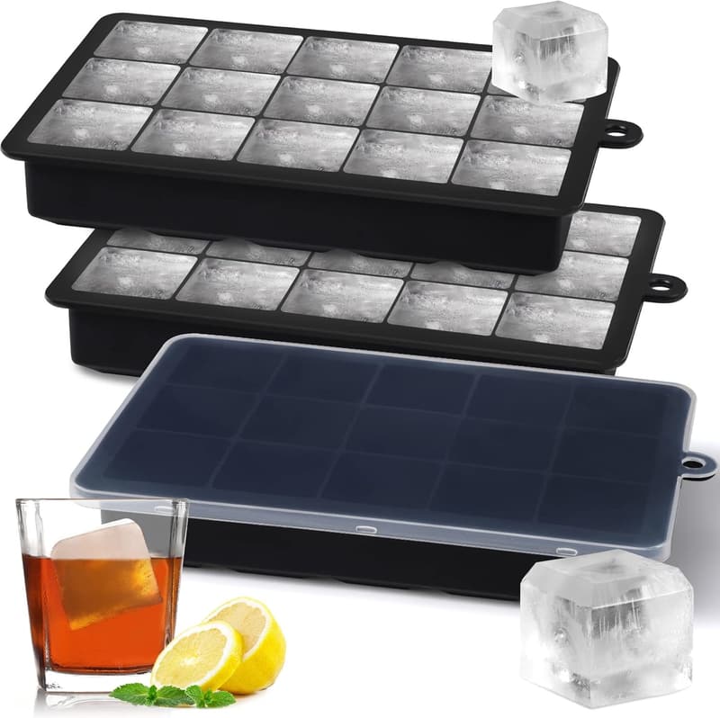 Silikon Eiswürfelformen im 3er-Pack mit Deckel
