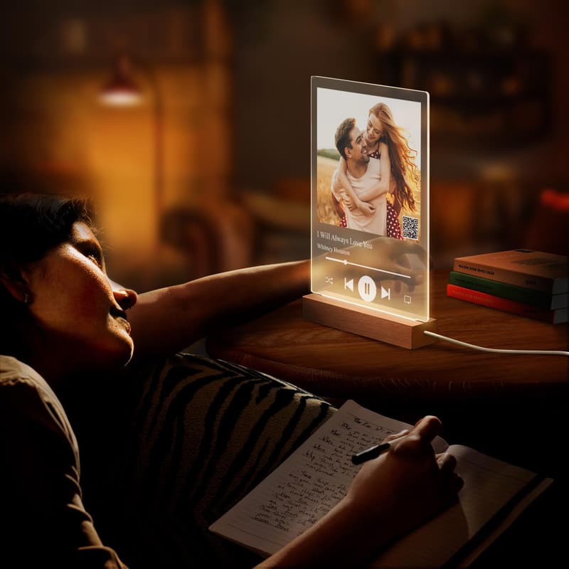 Personalisierter Fotorahmen im Spotify Design mit LED-Beleuchtung