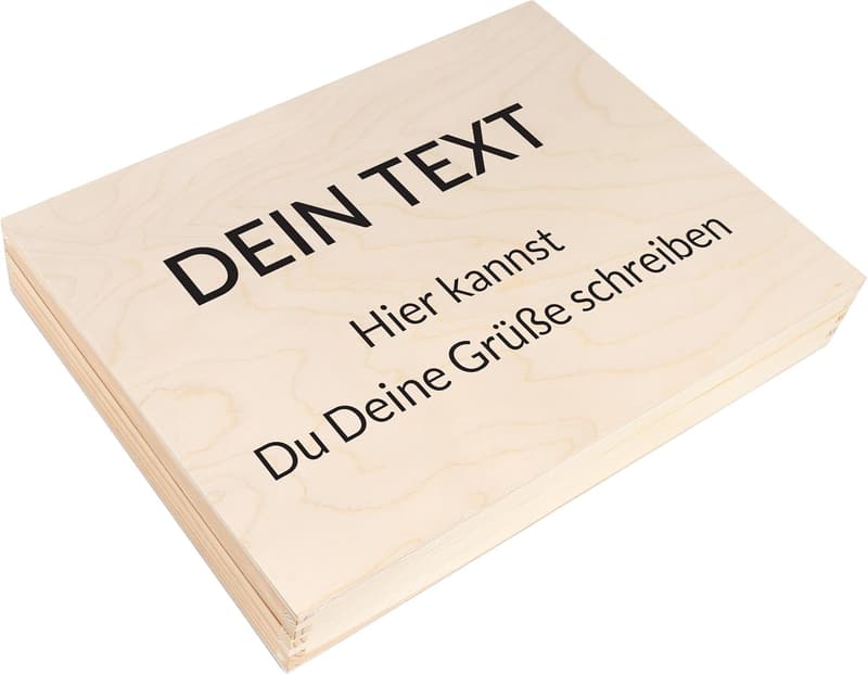 Personalisierte Holzkiste mit Wunschtext für Paare und Frauen