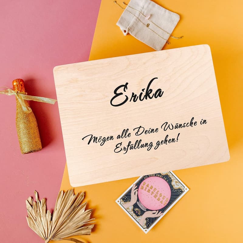 Personalisierte Holzkiste für Geschenke mit Wunschtext, 40 x 30 x 14 cm