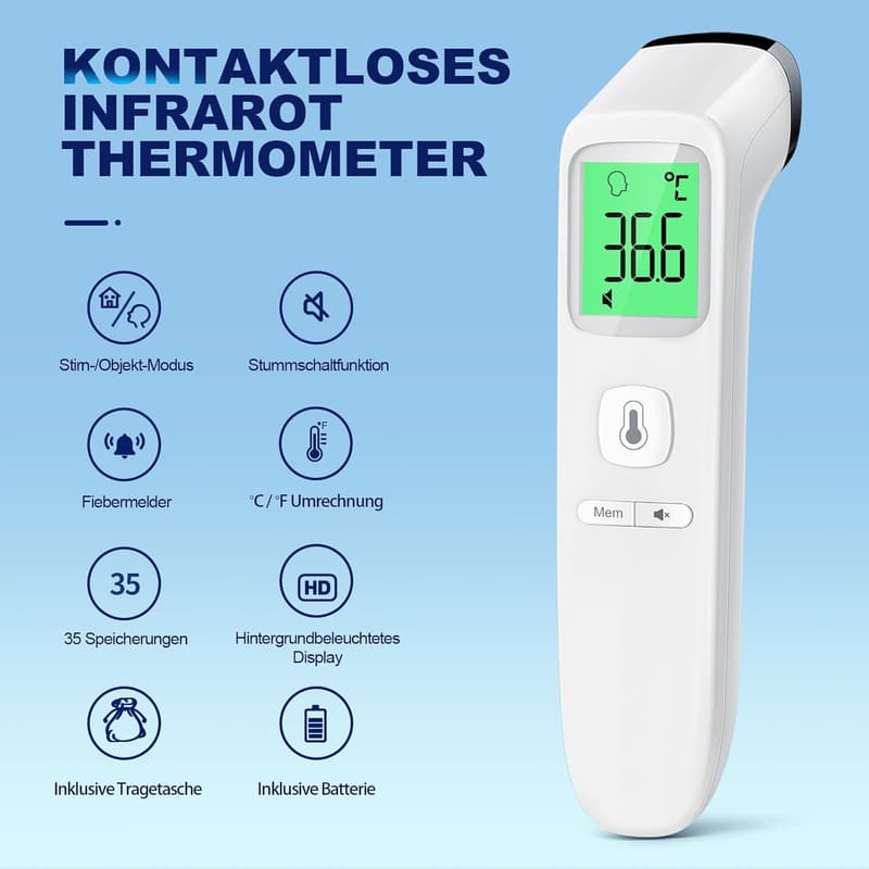 Kontaktloses Infrarot-Stirnthermometer für die ganze Familie