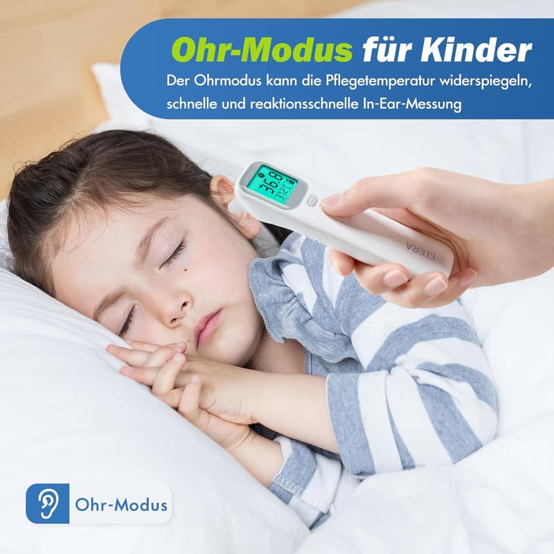 Fieberthermometer für Babys, kontaktlos mit 4 Messmodi und Speicherführung