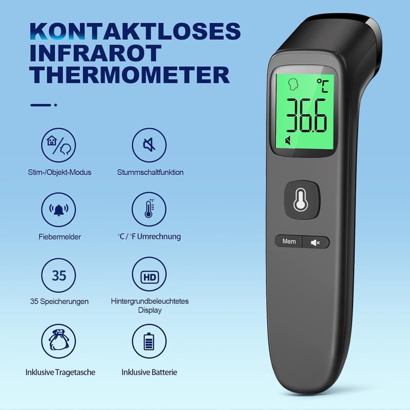 Kontaktloses Digitales Infrarot-Fieberthermometer für die ganze Familie