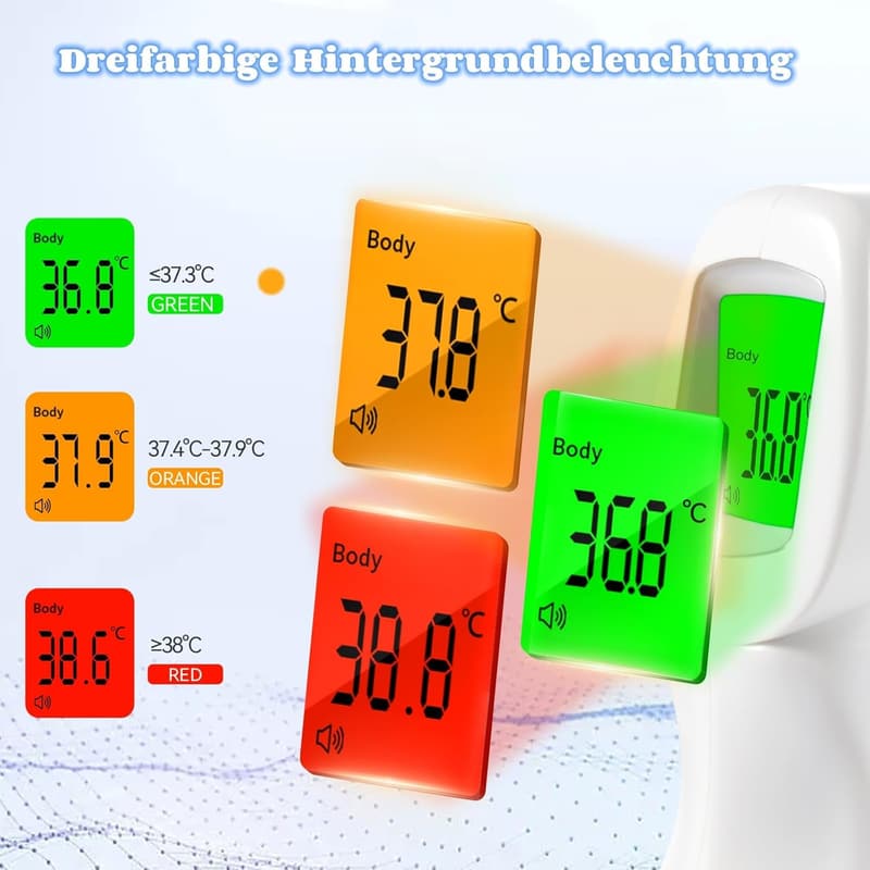 Kontaktloses Infrarot Fieberthermometer mit Fieberalarm 3 in 1