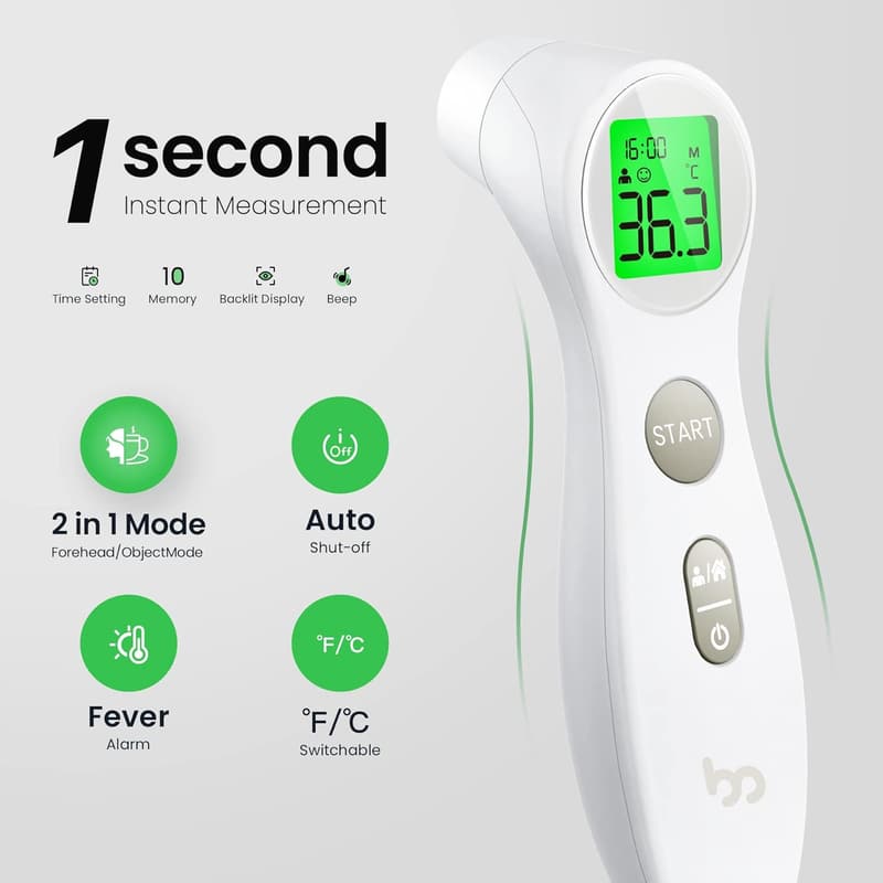Femometer Kontaktloses Fieberthermometer für Babys und Erwachsene mit Fieberalarm