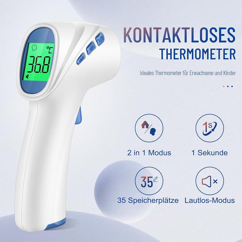 Kontaktloses Infrarot-Fieberthermometer für Babys und Erwachsene mit LCD-Display