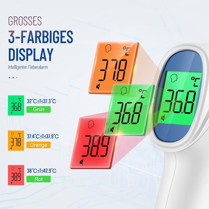 Kontaktloses Infrarot-Fieberthermometer für Babys und Erwachsene mit LCD-Display