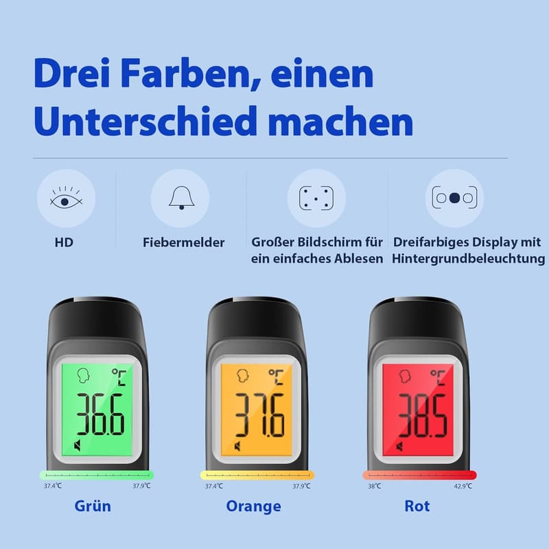 Kontaktloses Digitales Infrarotthermometer für Babys und Erwachsene mit Fieberalarm