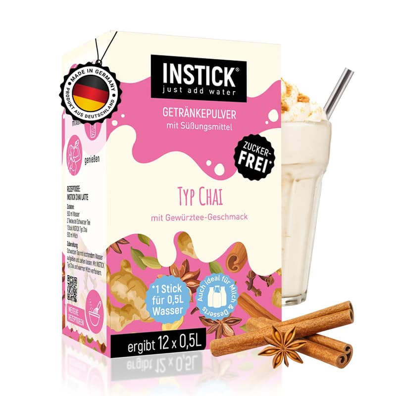 Zuckerfreies Instant-Getränk „Chai“ für Milchprodukte - 1 Packung (12 x 0,5 L)