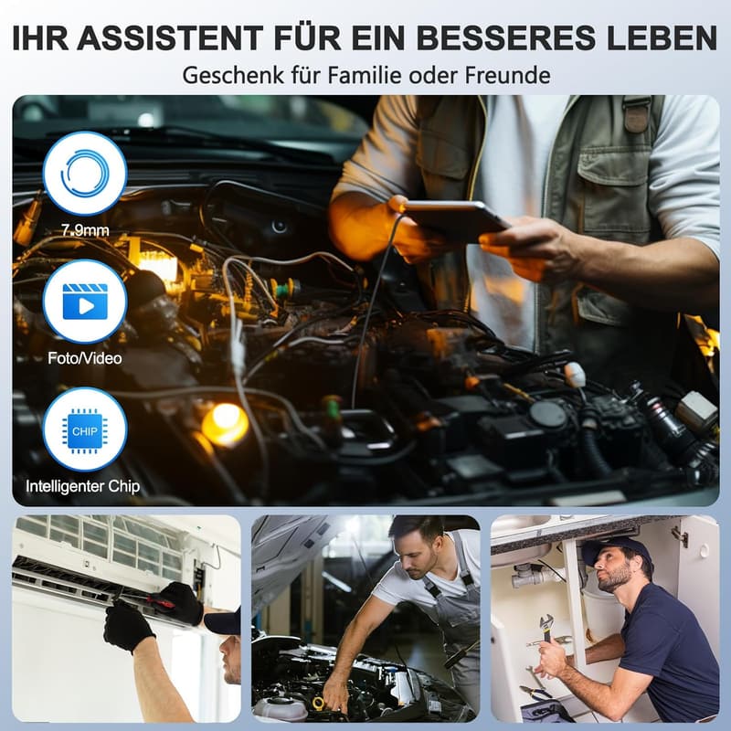 Endoskopkamera mit Licht 1920P, IP67 wasserdicht, 5m für Android/iOS