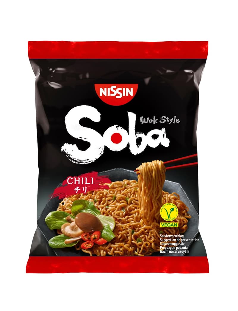 Nissin Soba Wok Style Instant-Nudeln mit Chili-Sauce, 9er Pack