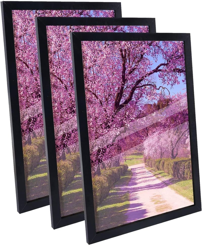 Schwarze MDF Bilderrahmen 40x50 cm - 3er Set für Fotos und Poster