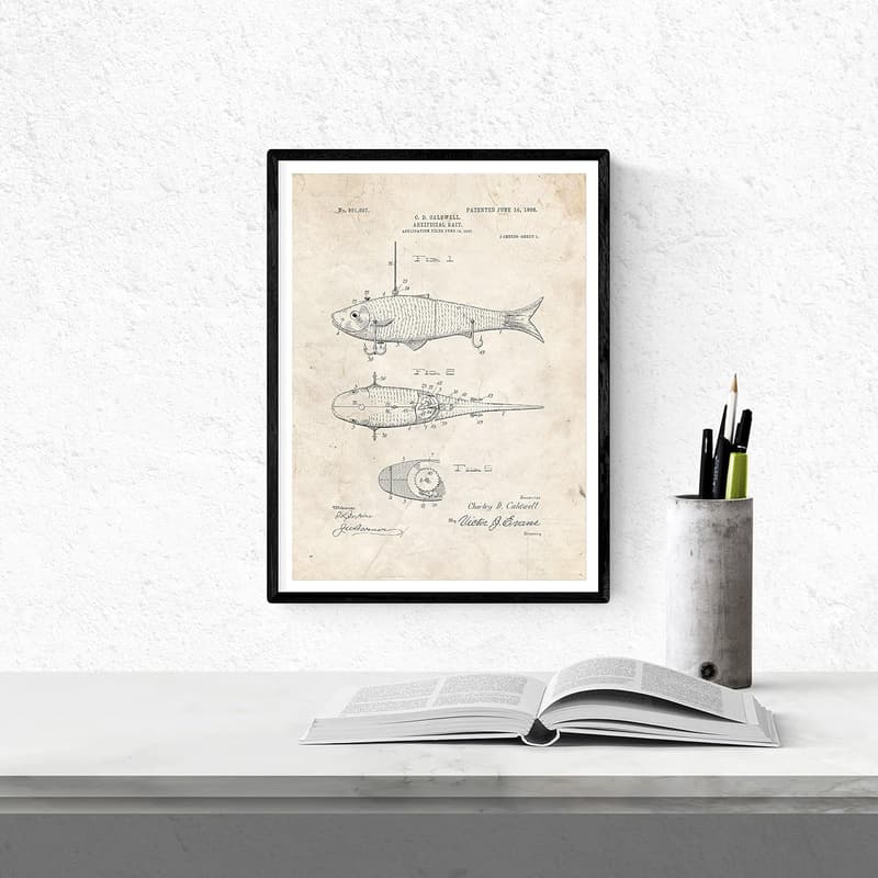 Nacnic Angelruten Patent Poster 4er-Set - Vintage Wanddekoration A4