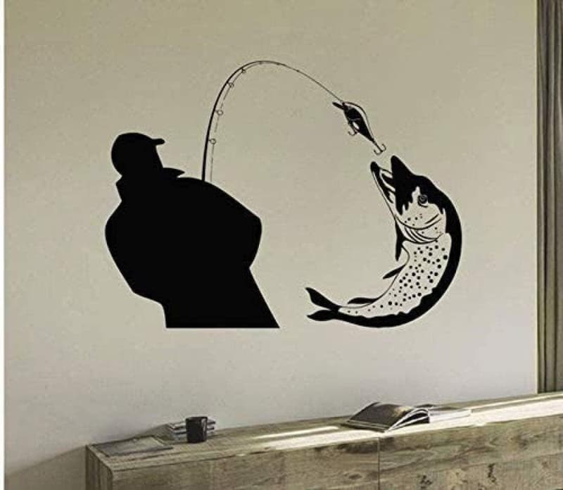 Wandaufkleber Angelrute für Fischer – DIY Dekoration 76x57 cm