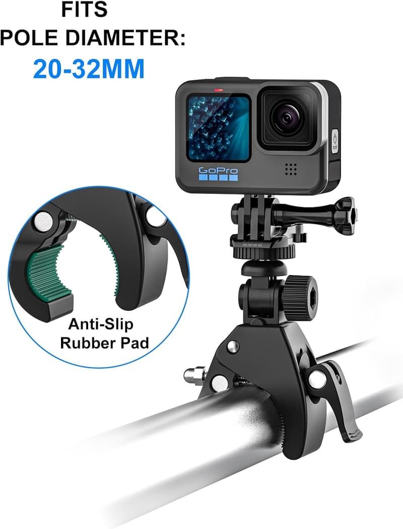Leichte Kamera- und GoPro-Halterung mit 360° Drehung