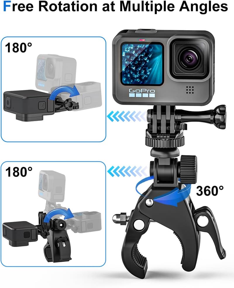 Leichte Kamera- und GoPro-Halterung mit 360° Drehung