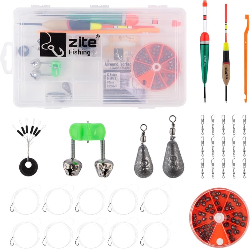 Angelzubehör Set – Tacklebox mit Blei, Posen & Haken für alle Fischarten