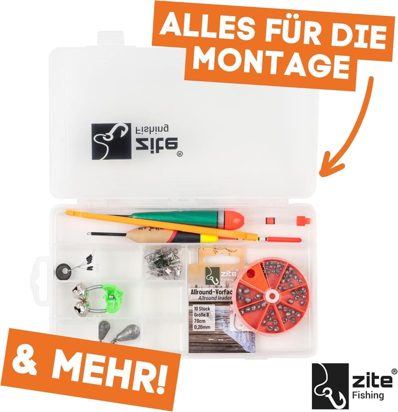 Angelzubehör Set – Tacklebox mit Blei, Posen & Haken für alle Fischarten
