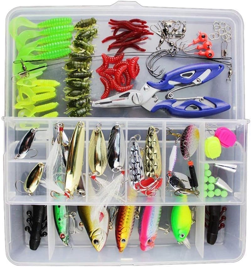 120er Set Angelköder mit Spinner, VIB und Haken für Süß- und Salzwasser