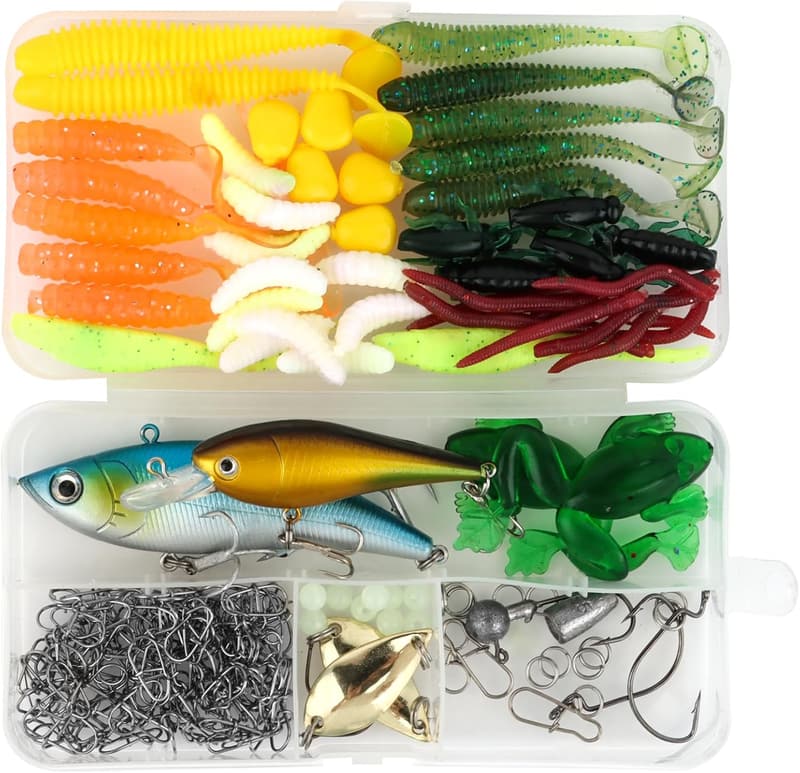 175-teiliges Angelköder-Set mit Box für Süß- & Salzwasserfischen