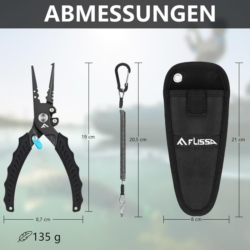 Multifunktionale Angelzange aus Edelstahl mit Hakenlöser und Tasche
