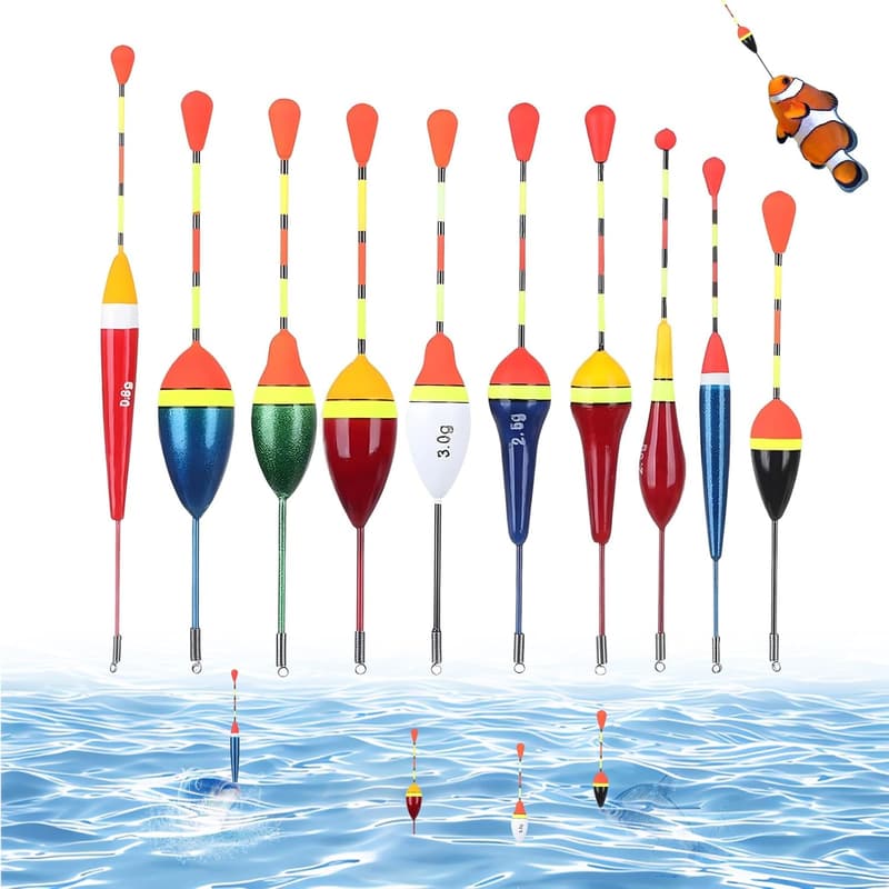 10 Stück Knicklicht-Angelposen Set für Still- und Flussgewässer