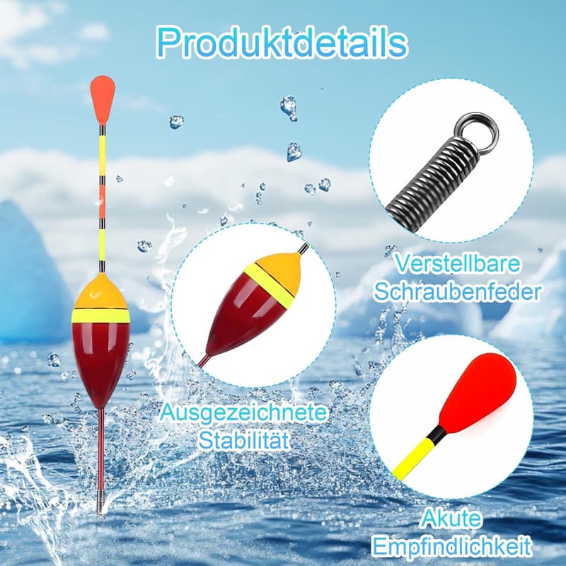 10 Stück Knicklicht-Angelposen Set für Still- und Flussgewässer