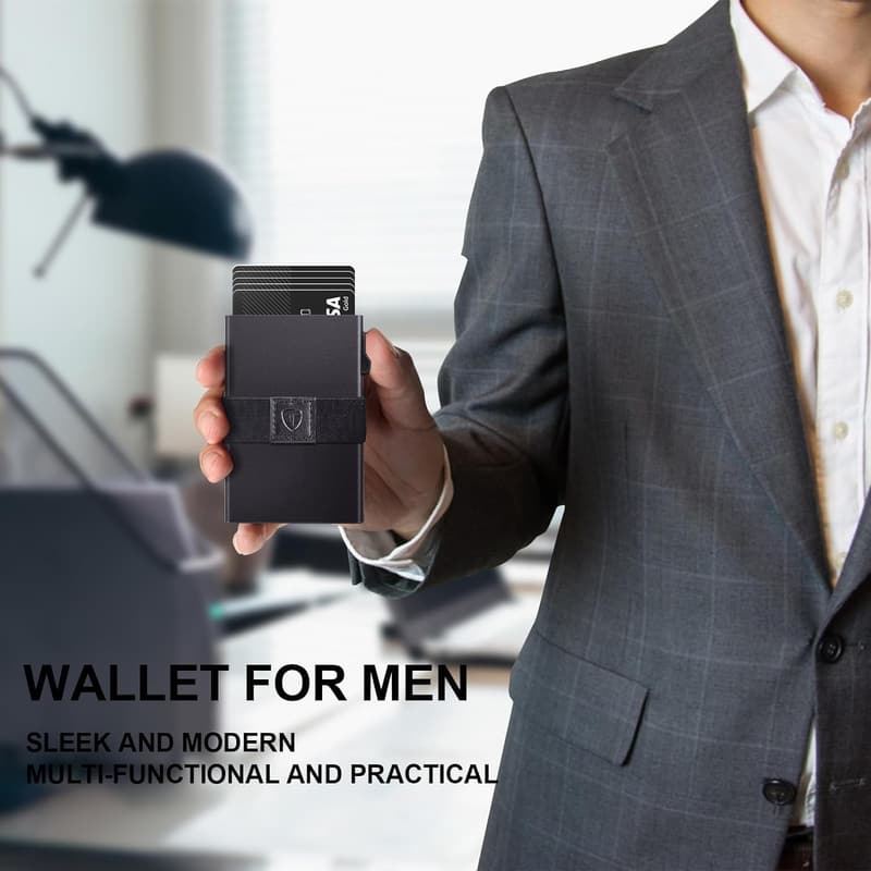 Minimalistische Herren-Brieftasche mit RFID-Schutz und Pop-Up-Funktion