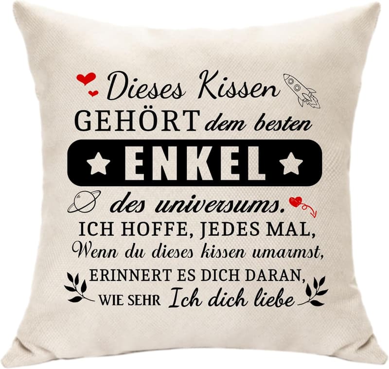 Kissenbezug 45x45 für Enkel – Geschenk von Großeltern, Geburtstagsidee
