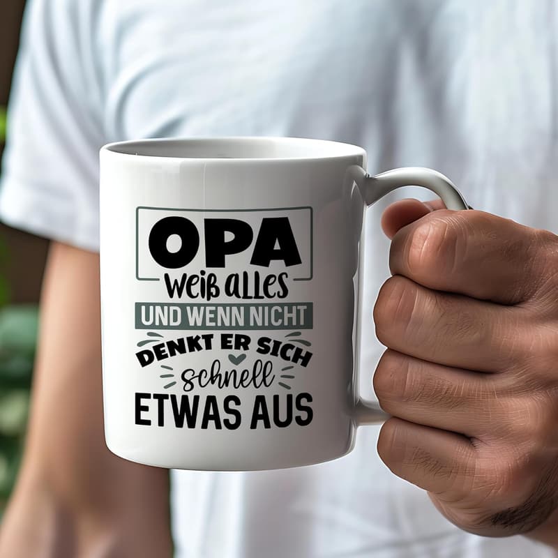 Personalisierte Tasse für Opa mit Kinderhänden und Namen