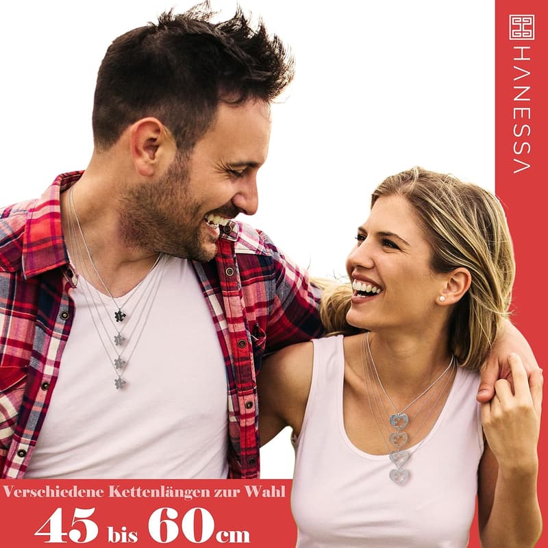 Personalisierte Edelstahl-Herz-Halskette für Paare – Gravur-Set, 2 Teile
