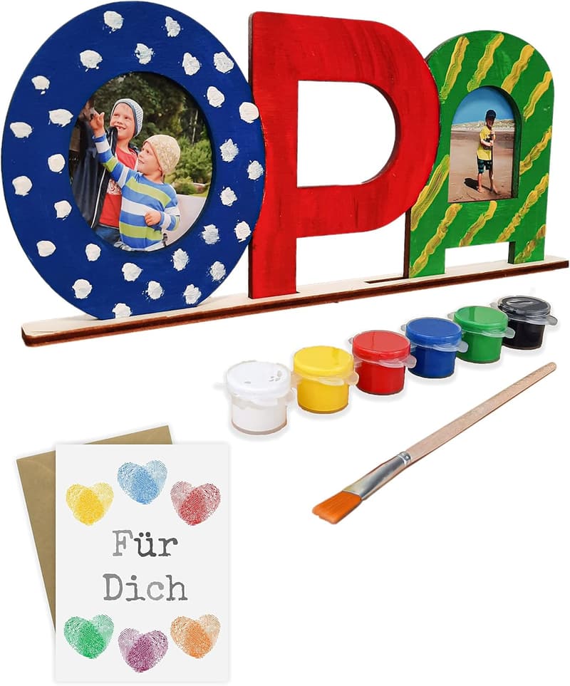 Geschenk zum Geburtstag für Opa | Holzprojekt mit Namen & Fotos