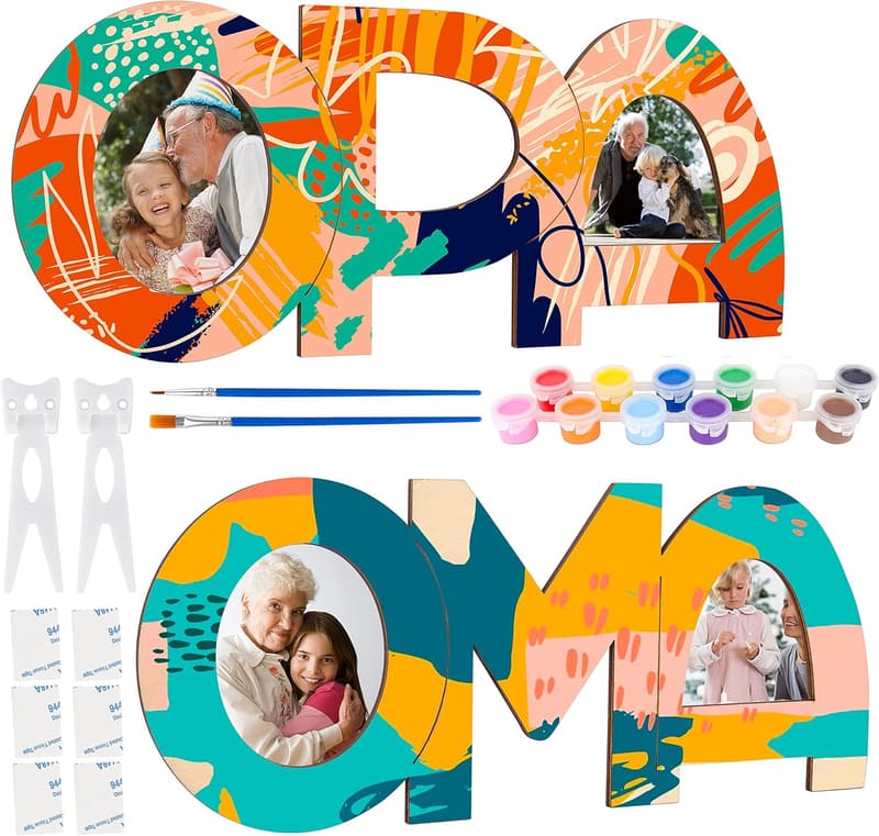 Holzbuchstaben Bastelset für Oma und Opa – 2 Stück mit Acrylfarbe