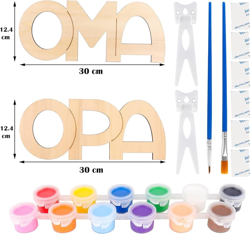 Holzbuchstaben Bastelset für Oma und Opa – 2 Stück mit Acrylfarbe