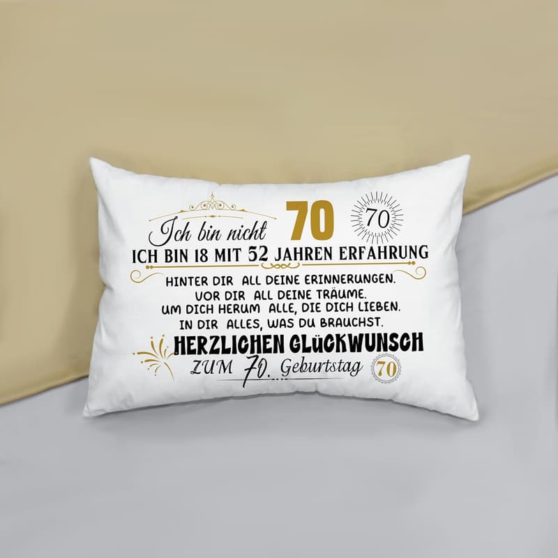 70. Geburtstag Kissenbezug für Frauen und Männer, 50x75 cm, Andenken
