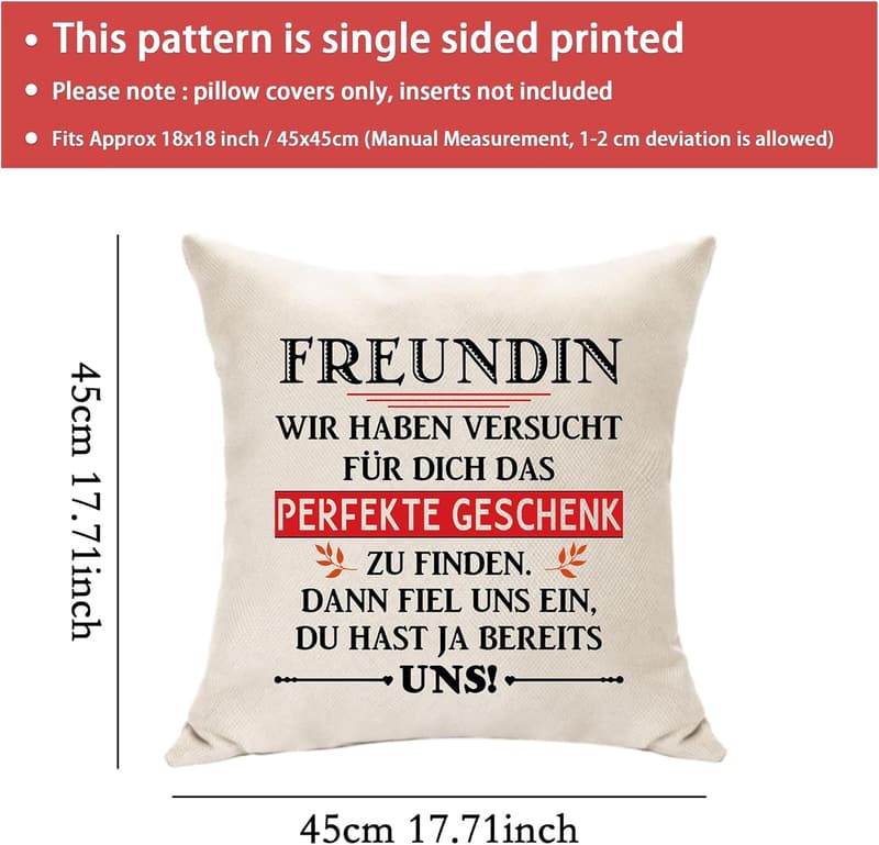 Graduierungs- und Geburtstagsgeschenk: Kissenbezug 45x45 für Freundinnen