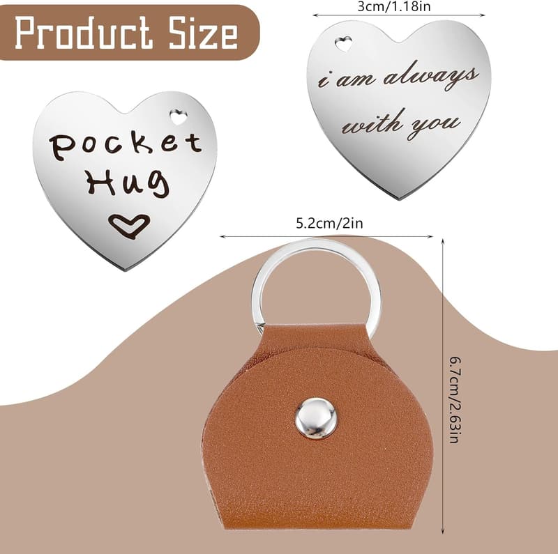 Pocket Hug Token für Männer und Frauen – Inspirierendes Andenken für Fernbeziehungen mit Leder-Schlüsselanhänger