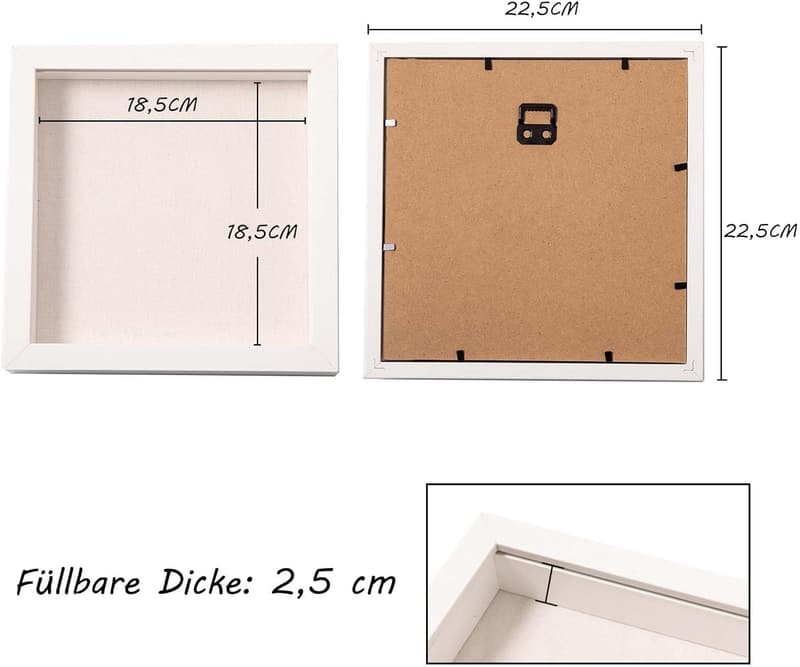 Objektrahmen Shadow Box 20x20 cm aus Holz – Kreatives Geschenk für Familie und Freunde