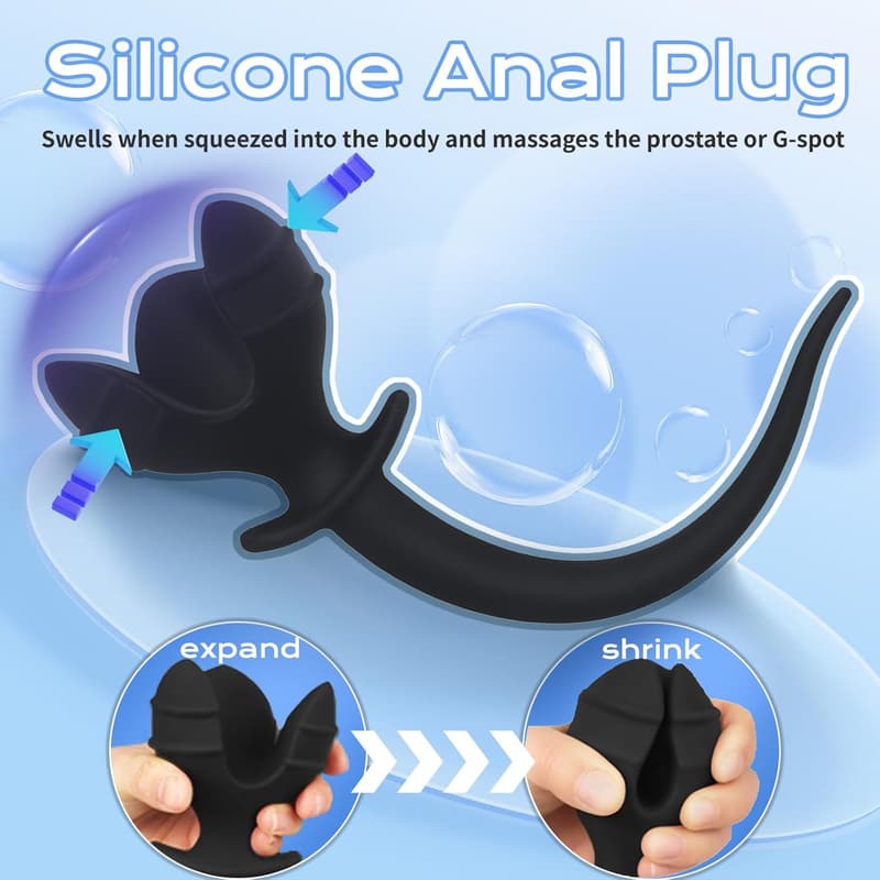 Analplug aus Silikon mit Schwanz für Frauen und Männer - SM Sexspielzeug (L)