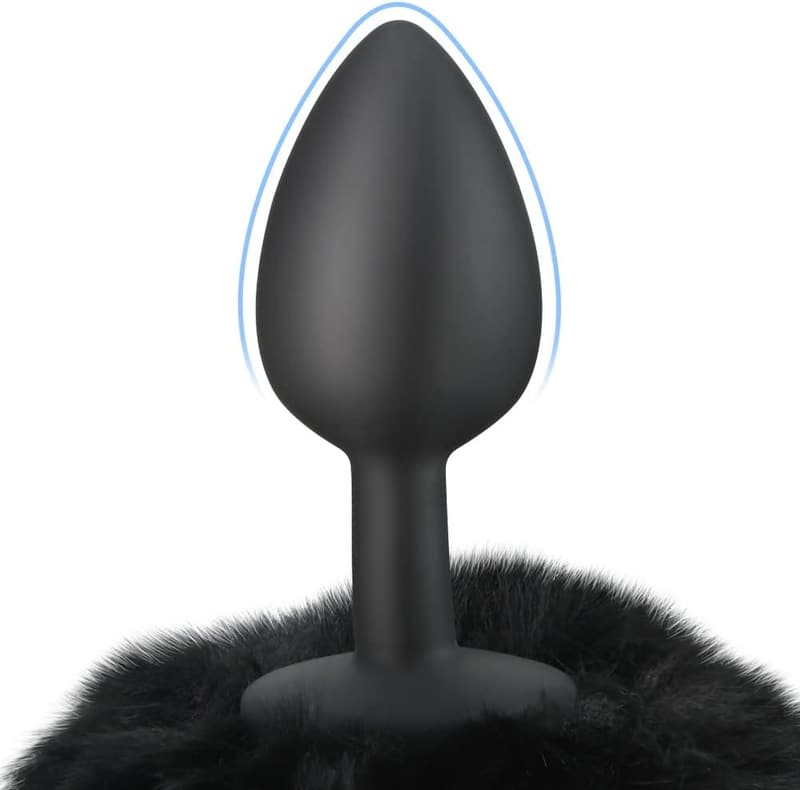 Bunny Tail Silikon Anal Plug für Paare – Fetischspielzeug Schwarz