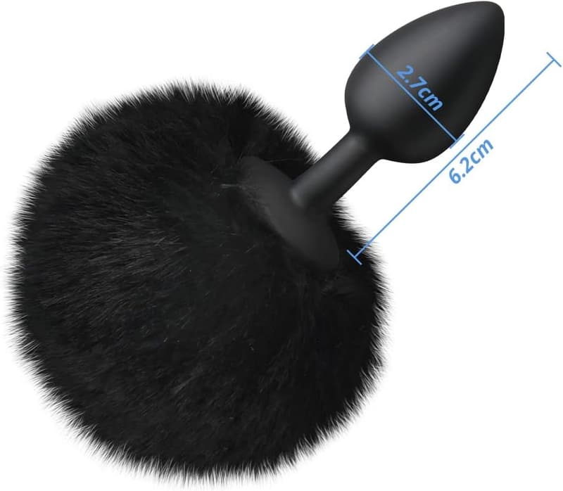 Bunny Tail Silikon Anal Plug für Paare – Fetischspielzeug Schwarz