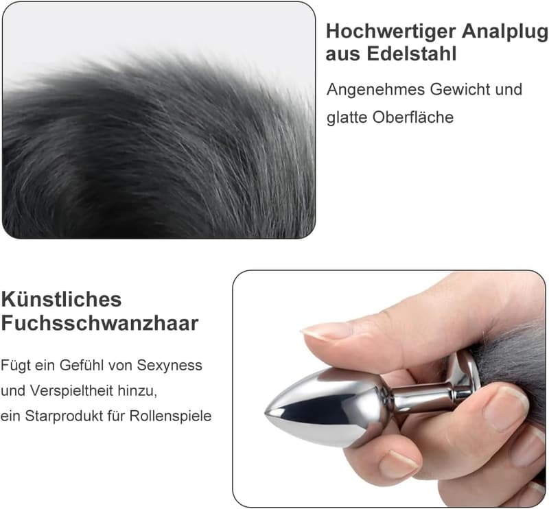 Edelstahl Analplug mit Fuchsschwanz – Erotisches Spielzeug für Paare
