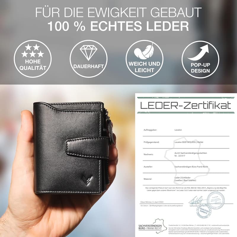 Große Herren-Geldbörse mit Münzfach und RFID-Schutz.