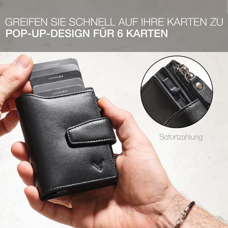 Große Herren-Geldbörse mit Münzfach und RFID-Schutz.