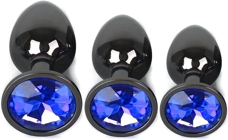 Kristall Butt Plug Set für Paare – 3 teilig, herzförmig, metallisch